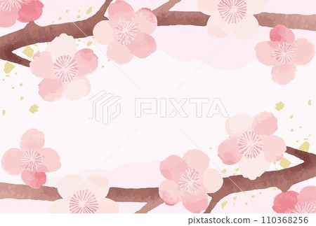 Spring frame plum blossom watercolor background copy space illustration material Spring frame plum blossom watercolor background copy space illustration material 110368256