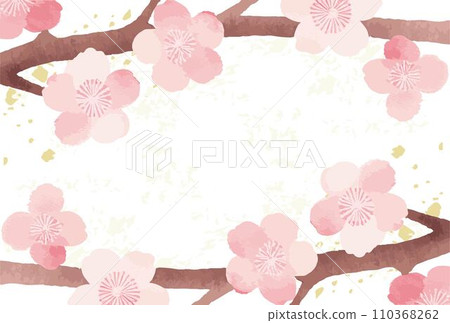 春框梅花水彩背景複製空間插畫素材 春框梅花水彩背景複製空間插畫素材 110368262