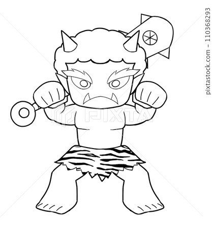 Demon line drawing with a metal rod 110368293