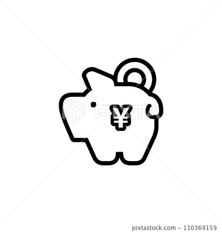 piggy bank icon with coin yen symbol, made in line style 110369159