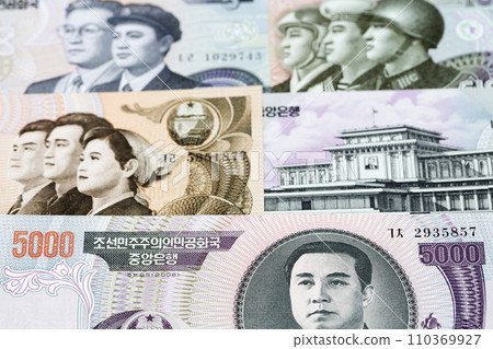 North Korean won a business background 110369927