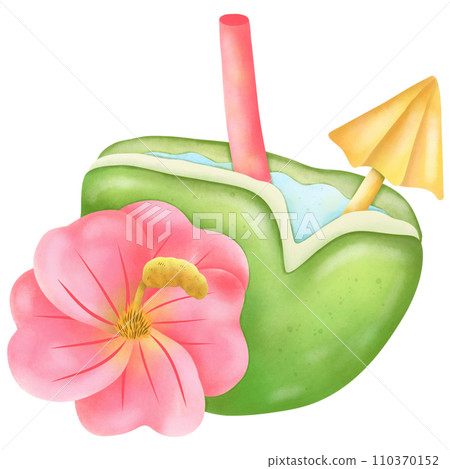 summer coconut watercolor juice painting summer coconut watercolor juice painting 110370152
