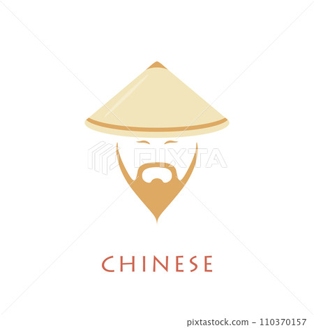 Chinese man with beard in national conical hat.  110370157