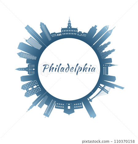 Philadelphia skyline with colorful buildings.  110370158