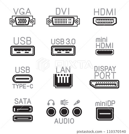 outline hardware interface icons sign symbol set 110370540