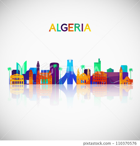 Algeria skyline silhouette in colorful geometric style. 110370576