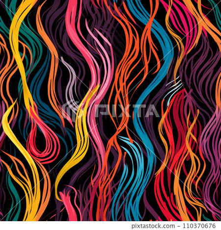 Colorful Charcoal Scribbles and Squiggles, Seamless Pattern for Bold Designs 110370676