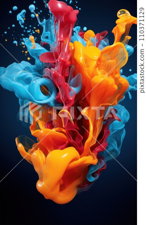 Abstract colorful background. Multi-colored ink spreads in water. Paint underwater. 110371129