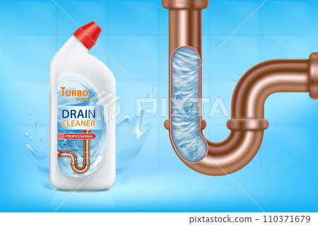 Plastic bottle with drain cleaner. Plastic bottle with drain cleaner. 110371679