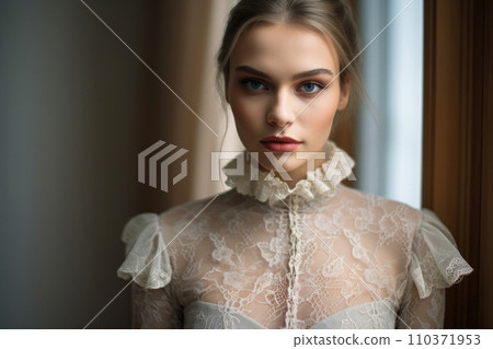 Portrait of beauty woman wearing lace dress 110371953