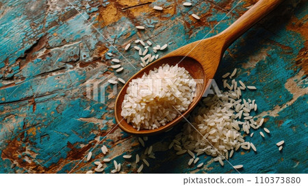 Wooden Spoon with Rice 110373880