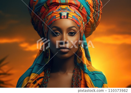 Woman wearing african native attire Woman wearing african native attire 110373982