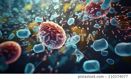 A close up of a bunch of bacteria, benigh gut bacterial cells. A close up of a bunch of bacteria, benigh gut bacterial cells. 110374077