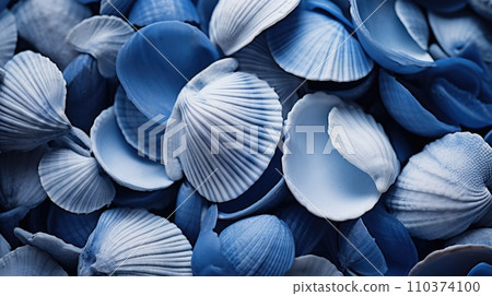 Close-up of a pile of blue shells. Close-up of a pile of blue shells. 110374100