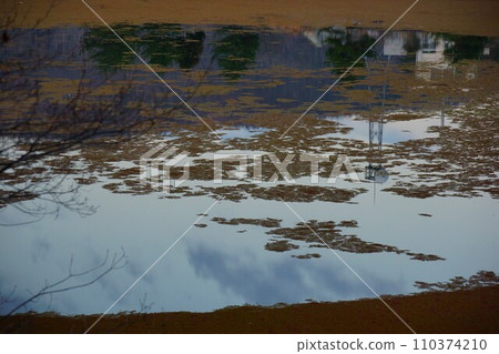向無水庫白龍湖表面生長的藻類 向無水庫白龍湖表面生長的藻類 110374210