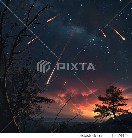meteor shower impacting Eart 110374444