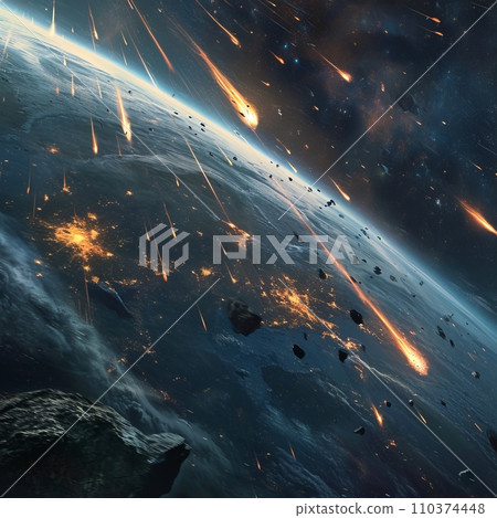 meteor shower impacting Eart 110374448