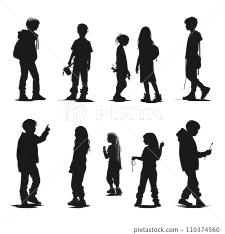 people silhouette isolated human person male female business black generative Ai. 110374560