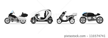 Police Patrol Vehicle with Scooter and Motorbike Vector Set Police Patrol Vehicle with Scooter and Motorbike Vector Set 110374741