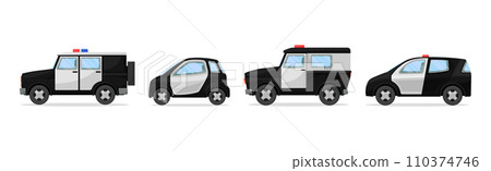Police Patrol Vehicle with Car and Siren Vector Set Police Patrol Vehicle with Car and Siren Vector Set 110374746
