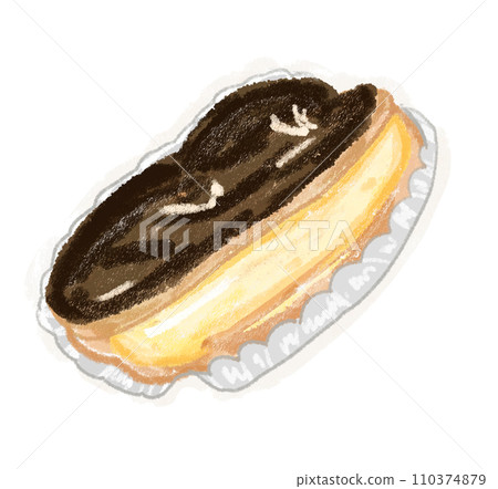 來自鎮上懷舊蛋糕店的手繪彩色鉛筆蠟筆觸摸泡芙 110374879