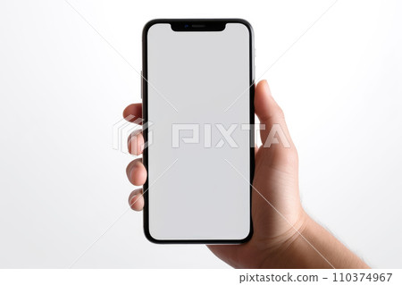 A man holds a smartphone with a white screen in his hand A man holds a smartphone with a white screen in his hand 110374967