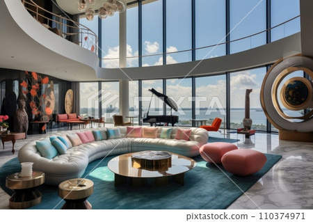 Huge and high living room in the penthouse 110374971