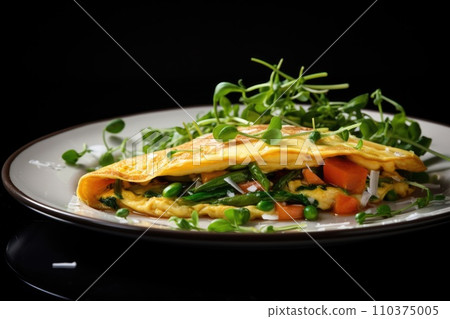 Omelet on a white plate Omelet on a white plate 110375005