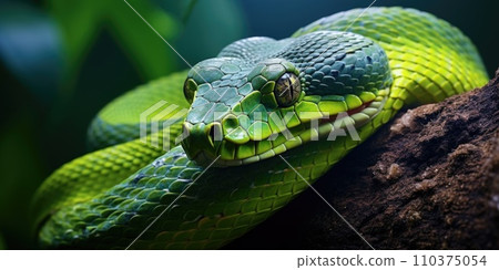 Green venomous snake on the tree Green venomous snake on the tree 110375054