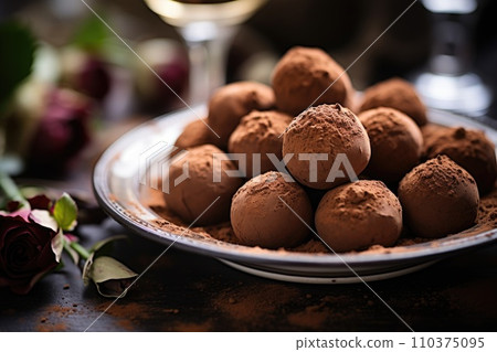 Tasty sweet chocolate truffles 110375095