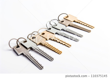 A set of colored keys isolated on a white background A set of colored keys isolated on a white background 110375145
