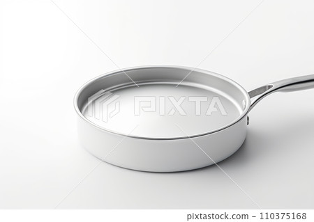 Deep stainless steel frying pan insulated on a white background Deep stainless steel frying pan insulated on a white background 110375168