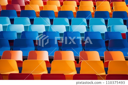 Colorful plastic seats in a stadium,close up 110375493