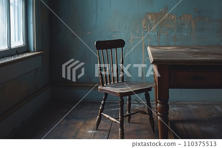 empty chair at a table, symbolizing the loss and absence felt by those who have lost loved ones to overdose. Concept of overdose 110375513