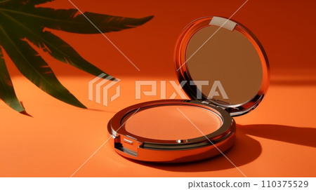 Cosmetic powder on orange background. 3d rendering 110375529