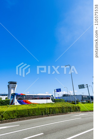 Scenery around the airport against the blue sky (Aso Kumamoto Airport) 110375538