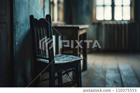 empty chair at a table, symbolizing the loss and absence felt by those who have lost loved ones to overdose. Concept of overdose empty chair at a table, symbolizing the loss and absence felt by those who have lost loved ones to overdose. Concept of overdose 110375553