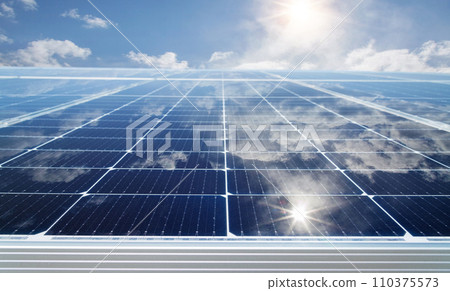 Solar power station. Solar panels, photovoltaics, alternative source of electricity - concept of sustainable and renewable sources. Solar power station. Solar panels, photovoltaics, alternative source of electricity - concept of sustainable and renewable sources. 110375573