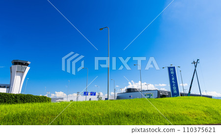 Scenery around the airport against the blue sky (Aso Kumamoto Airport) Scenery around the airport against the blue sky (Aso Kumamoto Airport) 110375621