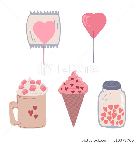 Sweet day valentines 14 February ice cream candies marshmallow capuchino Sweet day valentines 14 February ice cream candies marshmallow capuchino 110375700