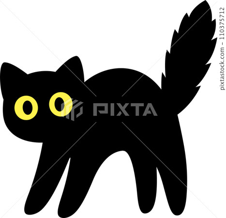 Cartoon scared black cat silhouette Cartoon scared black cat silhouette 110375712