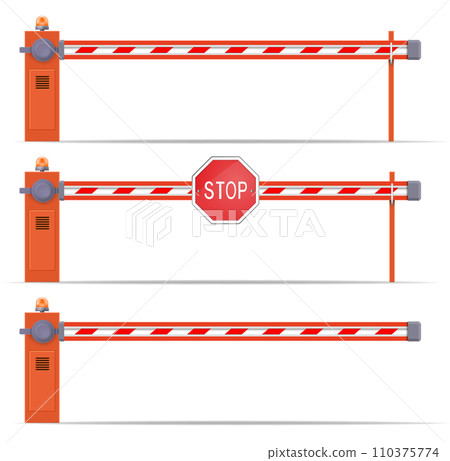 parking car barrier gate set with stop sign isolated on transparent background. Art design street road stop border. Abstract concept graphic element parking car barrier gate set with stop sign isolated on transparent background. Art design street road stop border. Abstract concept graphic element 110375774