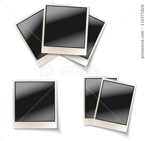 Old empty realistic photo frame with transparent shadow on plaid black white background. Photo border to family album. illustration for your design and business set Old empty realistic photo frame with transparent shadow on plaid black white background. Photo border to family album. illustration for your design and business set 110375828