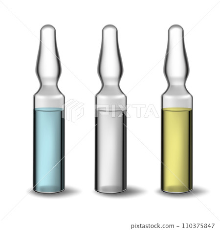 Vector medical vials ampula set close up illustration Vector medical vials ampula set close up illustration 110375847