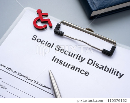 Clipboard with Social Security Disability Insurance SSDI. Clipboard with Social Security Disability Insurance SSDI. 110376162