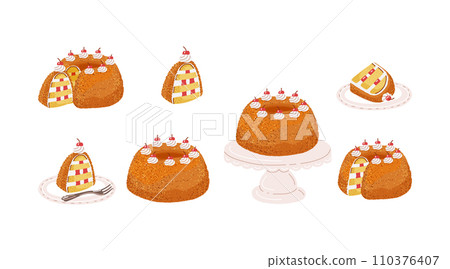 Frankfurter kranz crown sponge cake from germany.Vector illustration 110376407