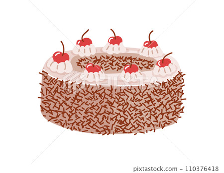 Black forest cake sweet pasty from germany with cherrys.Vector illustration 110376418
