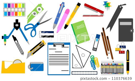 Illustration of stationery set Illustration of stationery set 110376639