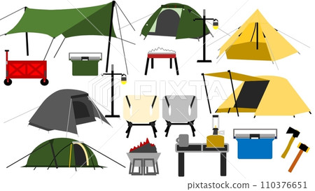 Illustration set of people camping Illustration set of people camping 110376651