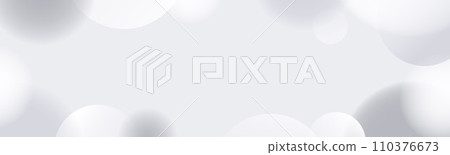Soft grey spheres background. Abstract light floating bubbles and balls wallpaper. Gray blurred gradient circles backdrop. Horizontal design template for banner, poster, presentation, brochure. Vector 110376673